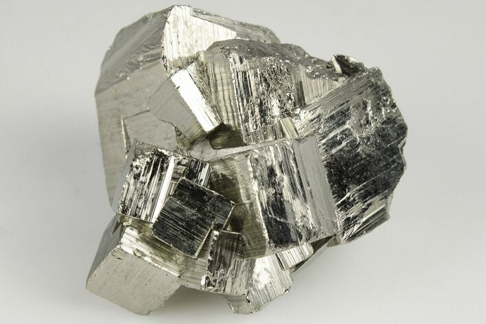 Striated, Cubic Pyrite Crystal Cluster - Peru #202926